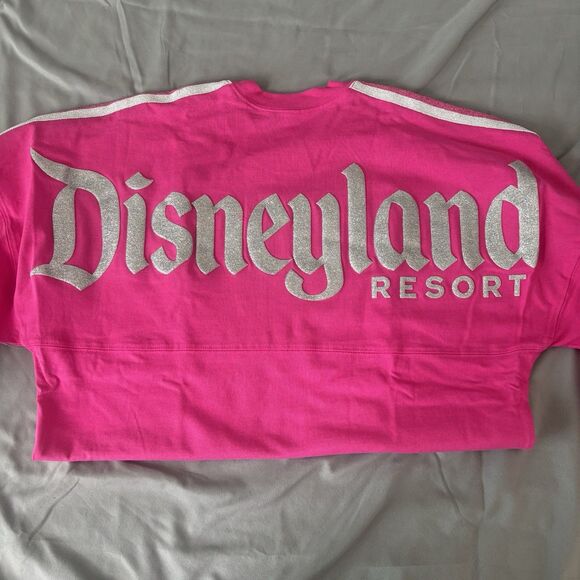 Disney Hot Pink Silver Glitter Spirit Jersey Disney Parks Adult Sz S NWT!! - Picture 9 of 9